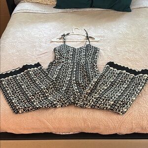 Black and White Geometric Jumpsuit with Bohemian Flair